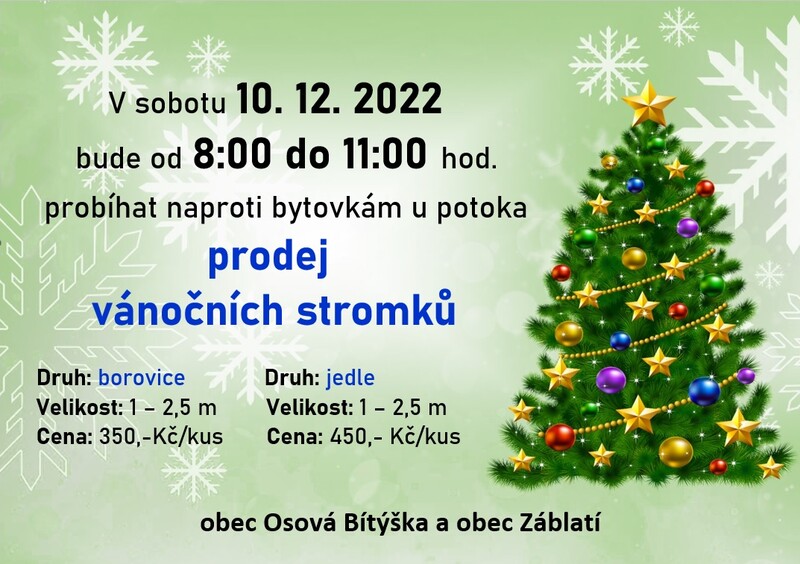 Banner prodej vánočních stromků 2022
