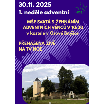 Mše svatá v kostele v Osové Bítýšce s živým přenosem na TV Noe