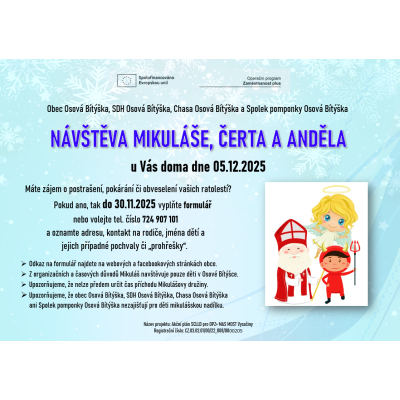 Návštěva Mikuláše, čerta a anděla u Vás doma dne 05.12.2025